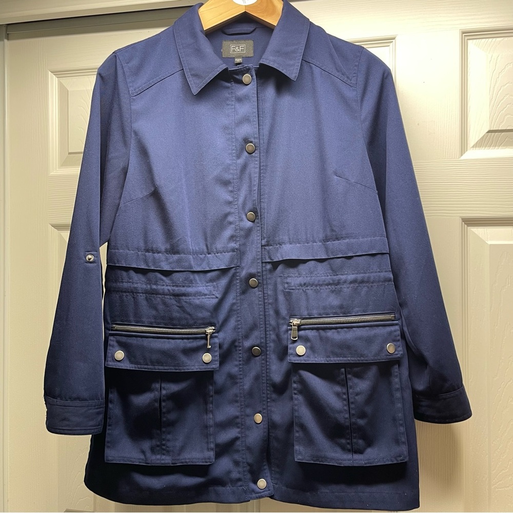 F&F (florence&Fred) Navy Blue Women’s Utility Jacket Button Front Size 2X